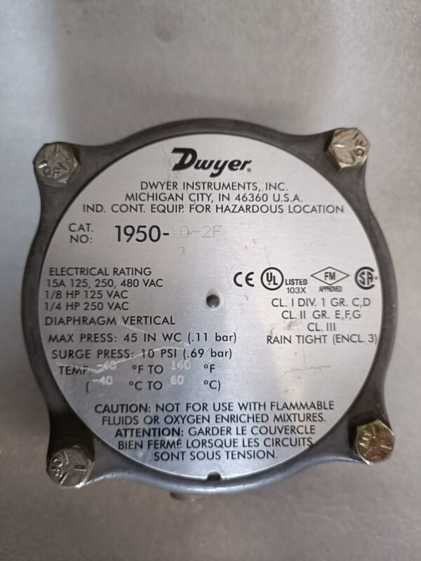dwyer 1950 10 2f differential pressure switch – explosion proof
