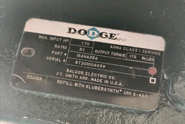 dodge 156ha356 speed reducer 3:1 156ha356