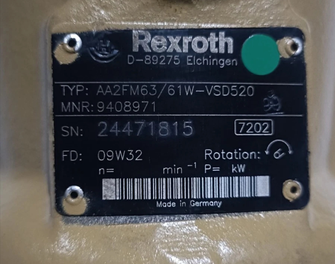rexroth aa2fm63/61w vsd520 axial piston motor mnr: 9408971 fg:09w32 rexroth aa2fm63/61w vsd520 axial piston motor mnr: 9408971 fg:09w32